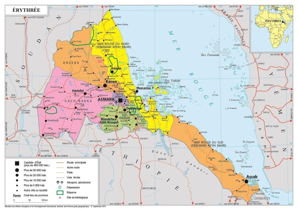 Carte de l'érythrée